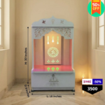 Compact Wooden Pooja Mandir with LED Back Panel & Drawer - Image 3