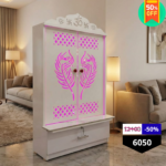 Premium Designer Pooja Mandir with LED Door Panel & Storage - Image 2