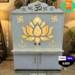 Premium LED Lotus Pooja Mandir with Storage Cabinet - Image 2