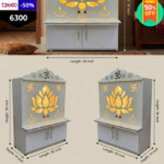 Premium LED Lotus Pooja Mandir with Storage Cabinet - Image 3