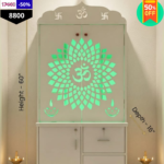 Premium Glass Door LED Lotus Pooja Mandir with Storage - Image 2