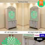 Premium Glass Door LED Lotus Pooja Mandir with Storage - Image 3
