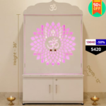 Premium Glass Door LED Pooja Mandir with Lotus Design & Storage - Image 3