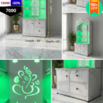 Premium Marble Finish LED Ganesh Pooja Mandir with Storage - Image 3