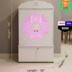 Premium LED Lotus Pooja Mandir with Cabinet Storage - Image 2