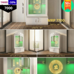 Premium Glass Door LED Pooja Mandir with Om Design & Storage - Image 3
